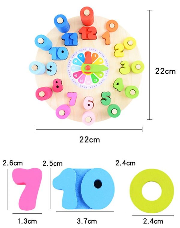 Wooden Toy Clock - Early Learning For Children - Size