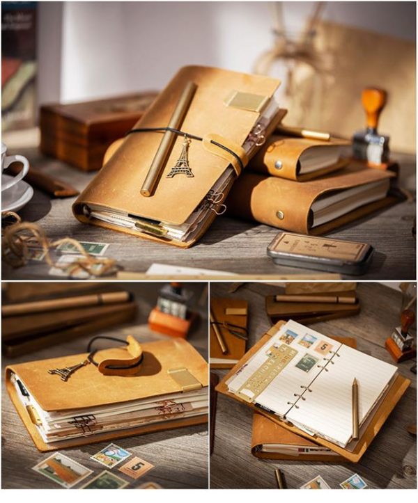 Handmade Vintage Leather Traveler Notebook - Brown