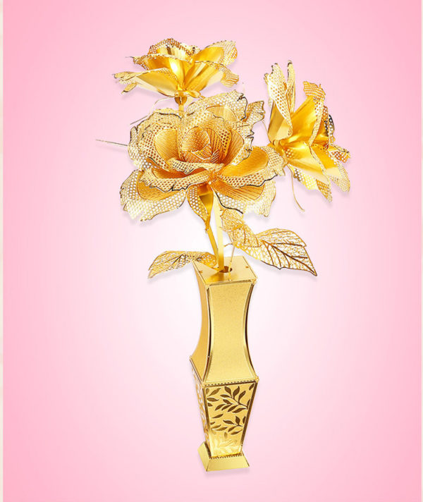 3D Metal Puzzle Kits - Golden Rose Flowers - 8
