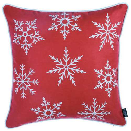 Red Snowflakes Christmas Decorative Throw Pillow Cover 3