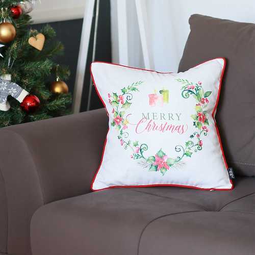 Christmas Flowers Printed Decorative Throw Pillow Cover