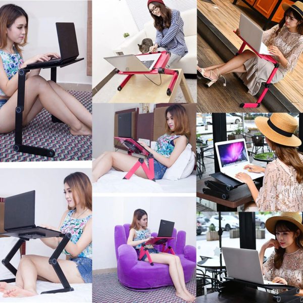 Foldable Ergonomic Laptop Stand With Cooling Fan And Mousepad - 15