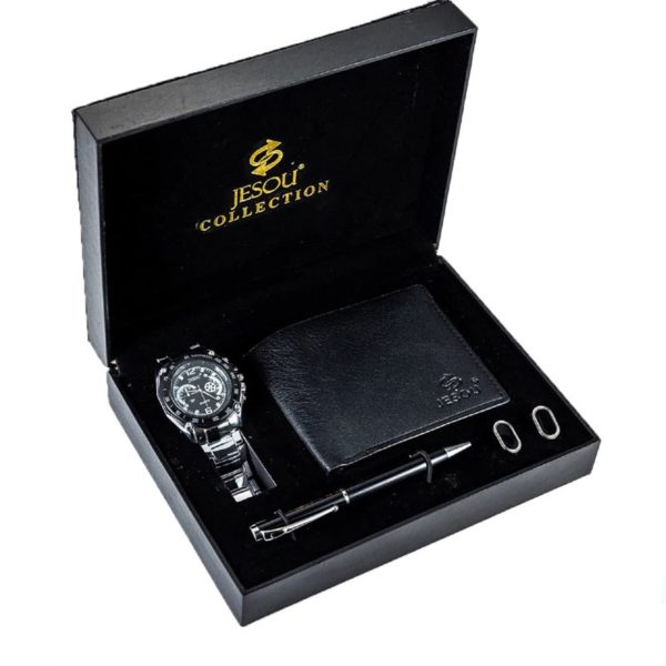 Mens Luxury Gift Set With Cufflinks, Pen, Wallet and Watch