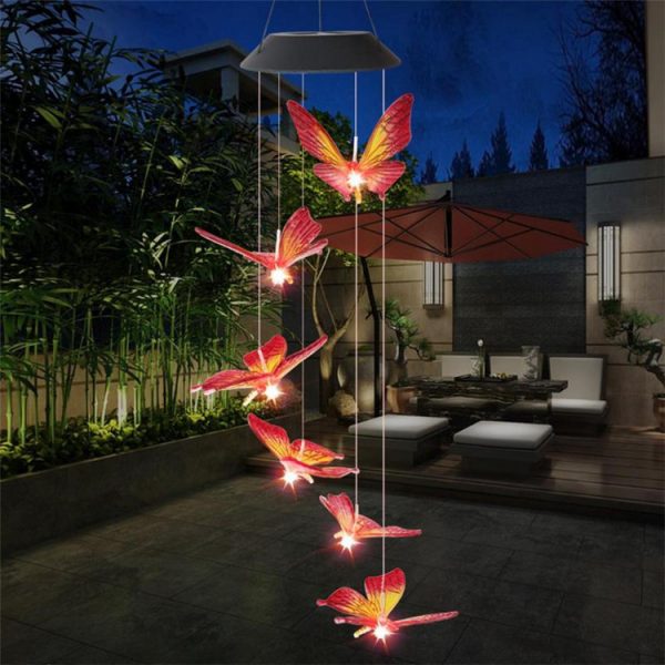Solar Powered LED Butterfly Wind Chimes 1