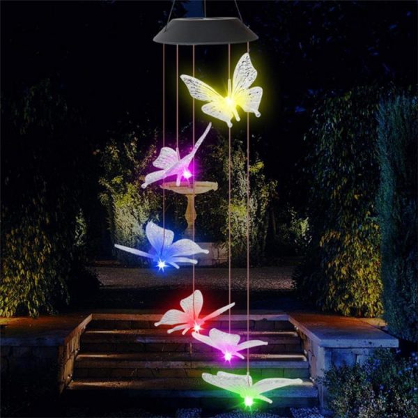 Solar Powered LED Butterfly Wind Chimes 2