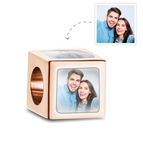 Four Sided Photo Charm Square rose Gold